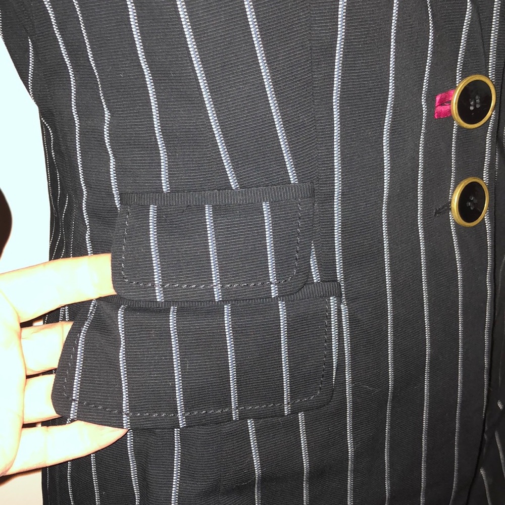 Les Copains sz 42 (11) pin striped suit Black HOT - Picture 5 of 8